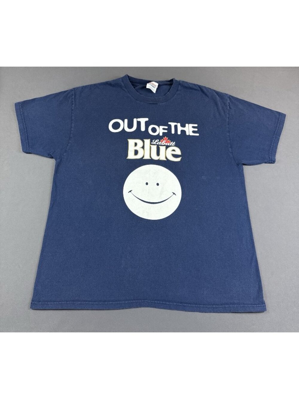 Rare Vintage 90s Labatt Blue Beer Promo Hanes XL Shirt Drink Alcohol Smiley Logo